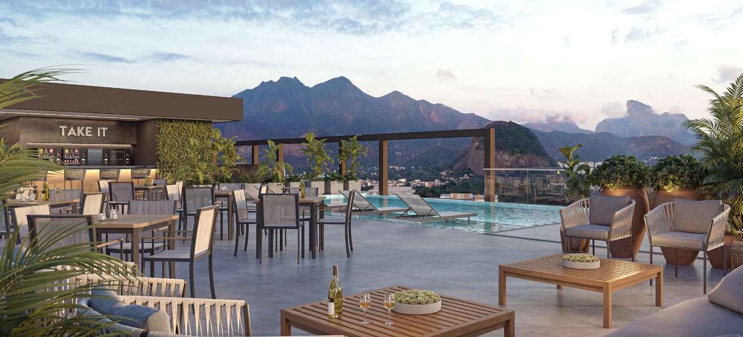 Sky lounge e churrasqueira no rooftop do Arte Design