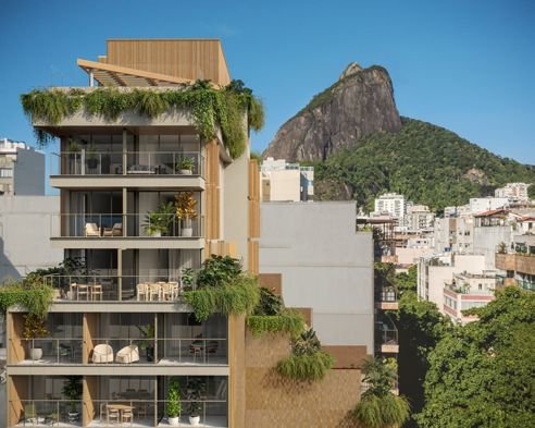 Fachada do ARTi Leblon com vista para o Corcovado