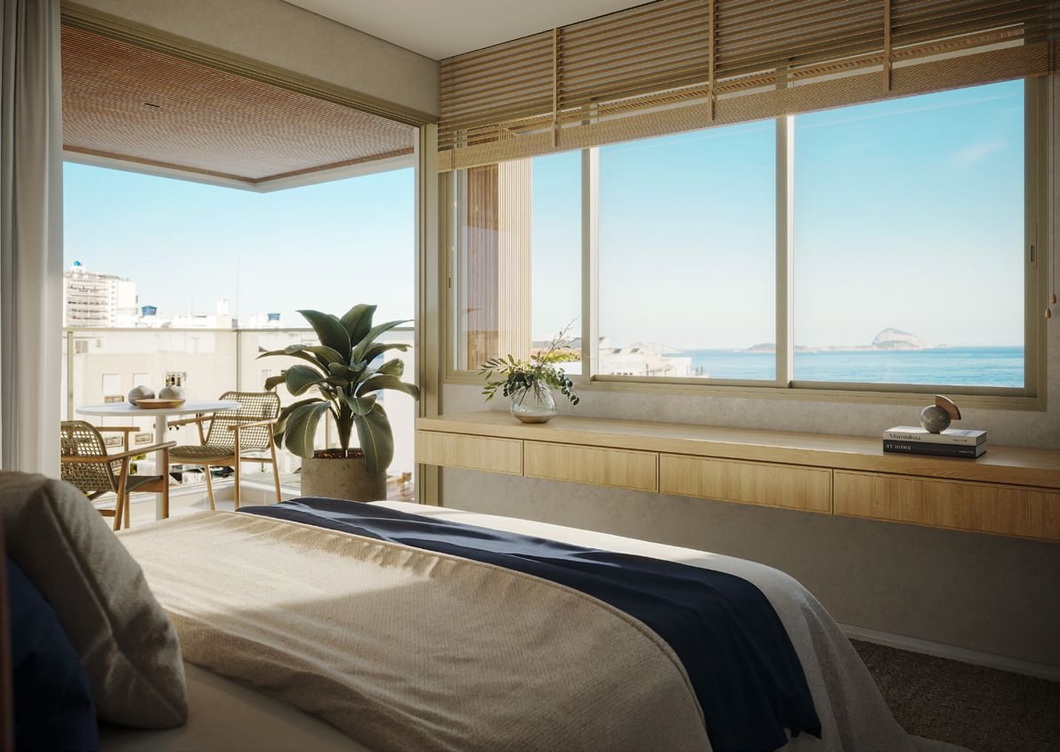 Quarto com vista para o mar do ARTi Leblon