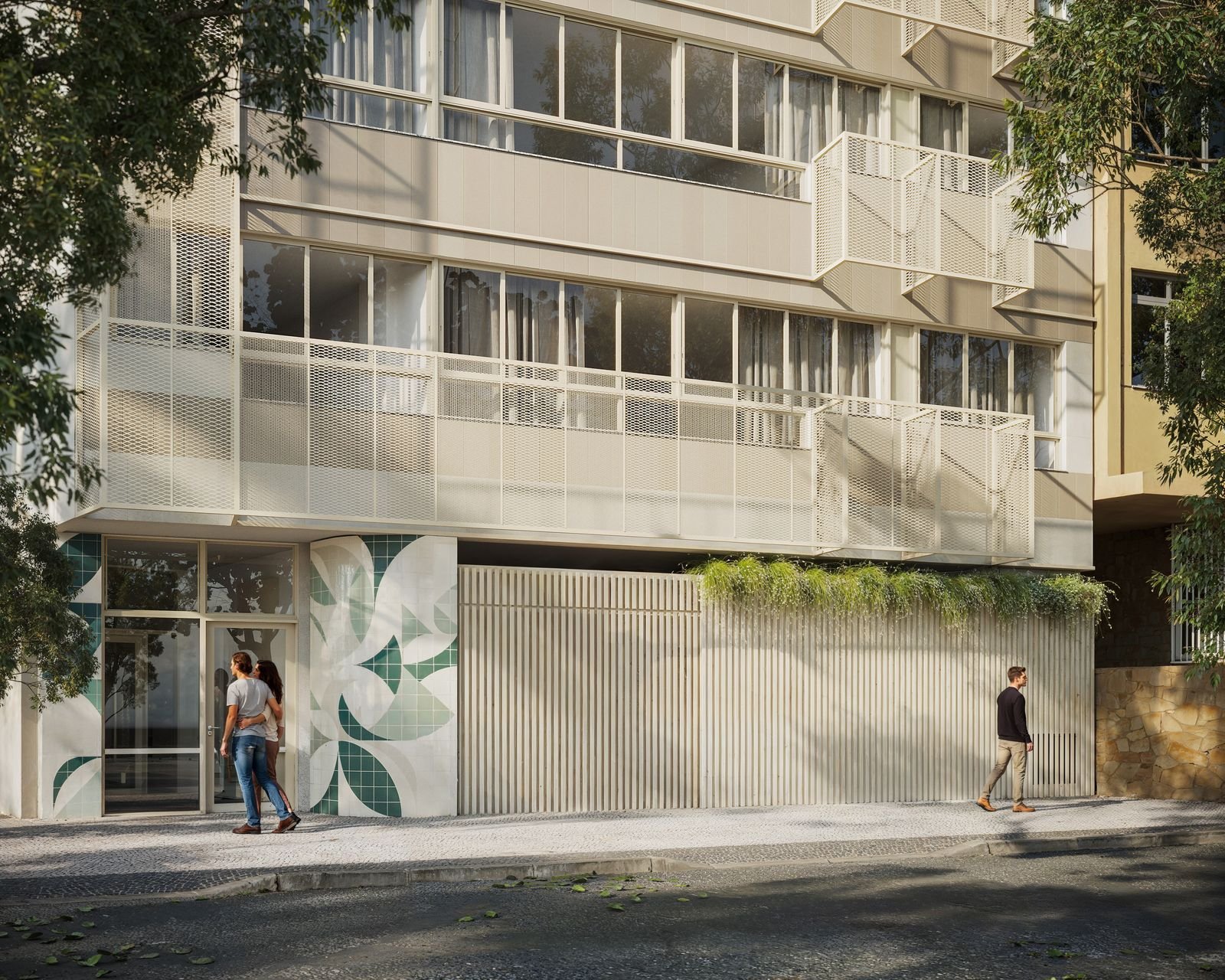 Be.in.Rio Pompeu Loureiro 110 entrance with the Coletivo Muda panel