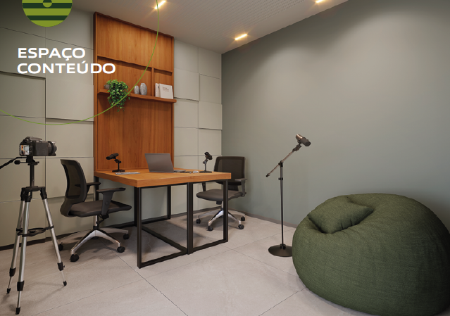 Espaço conteúdo do Connect Square para gravação de vídeos e podcasts