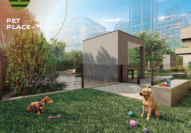 Pet place do Connect Square com área verde para os animais de estimação