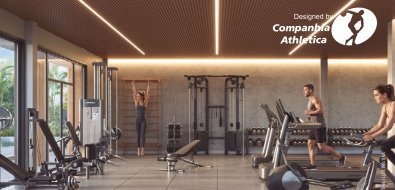 Gimnasio del Feel Pontal Oceânico, con diseño Companhia Athletica