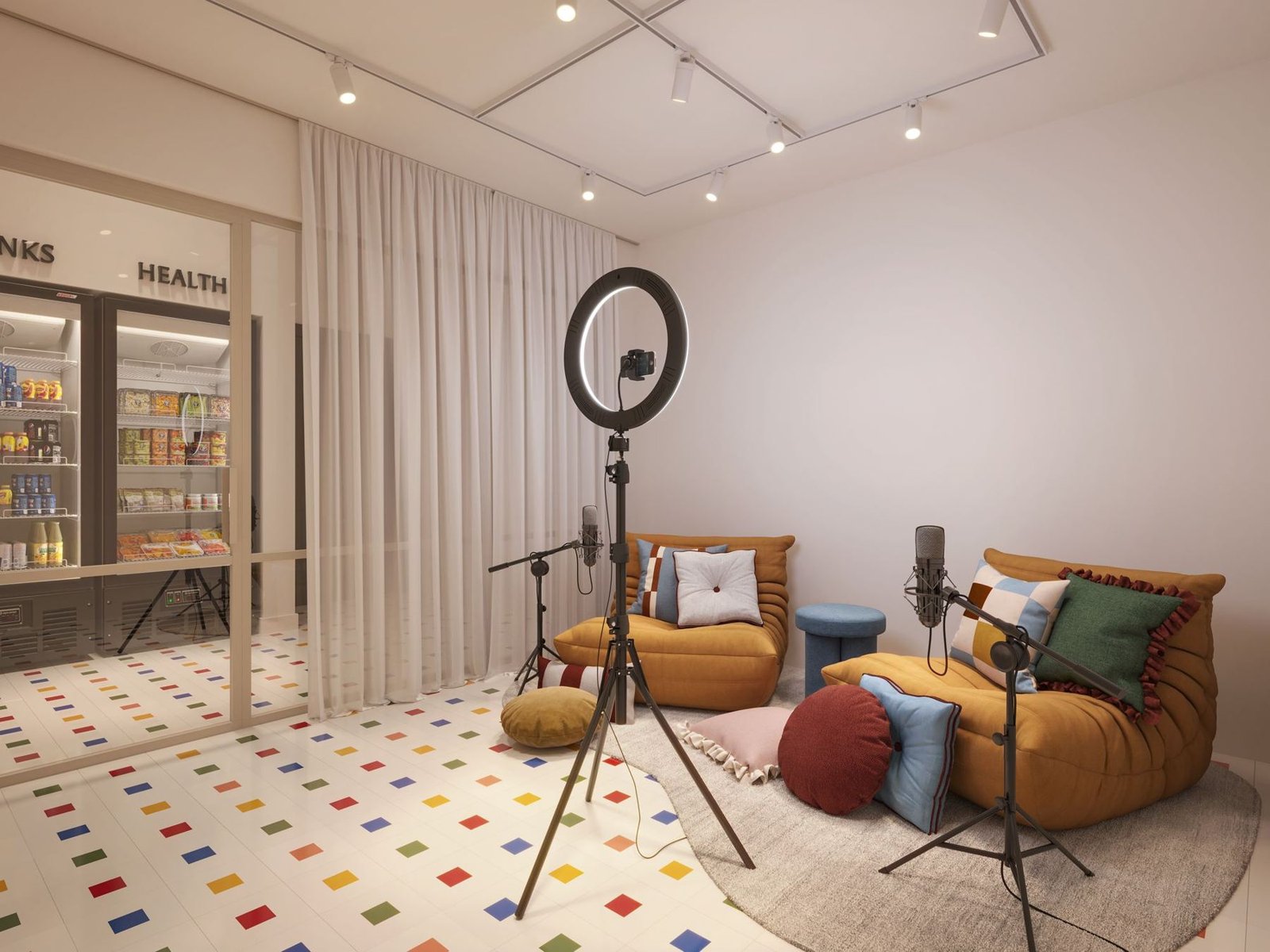 Podcast room and vending machine at the Gaví Creative Hub