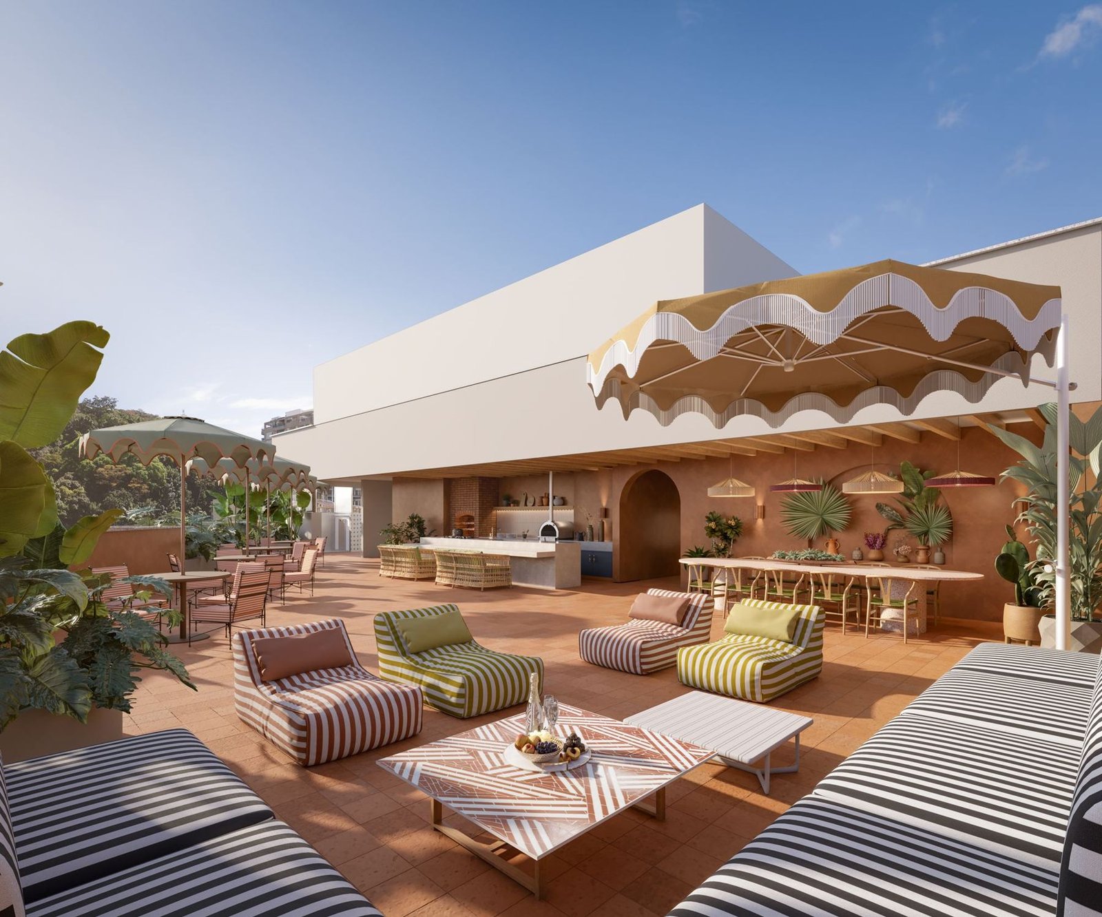 Open-air lounge at the Gaví Rooftop Wellness