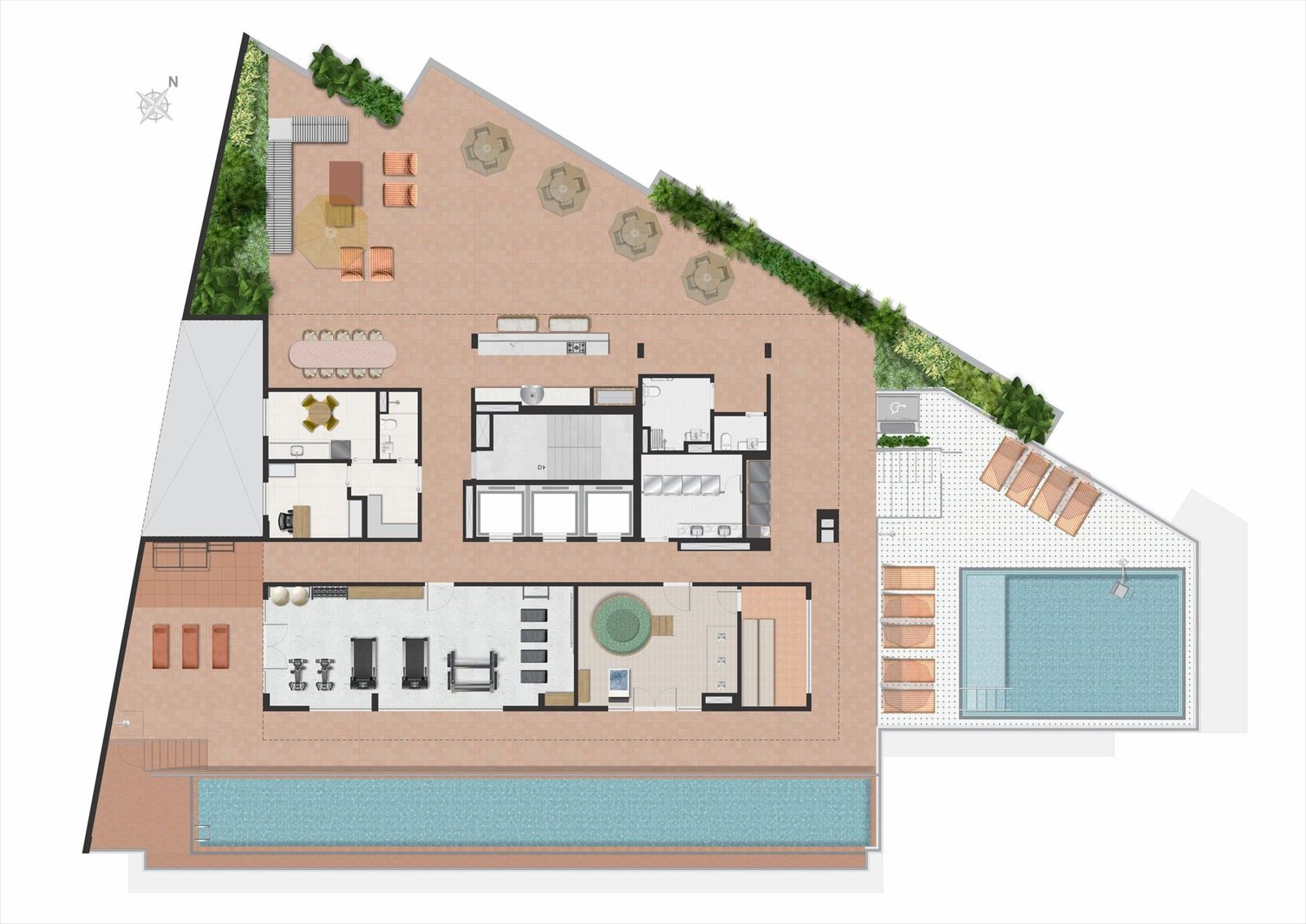 Gaví Rooftop Wellness plan with pool, gourmet area and gym
