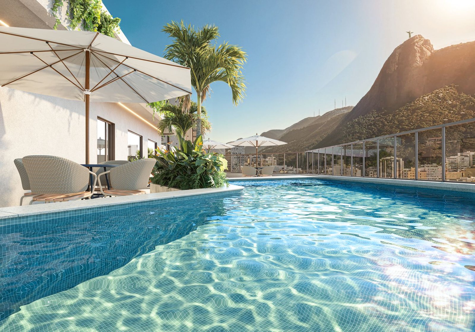 Guima Botafogo pool with a view of Christ the Redeemer