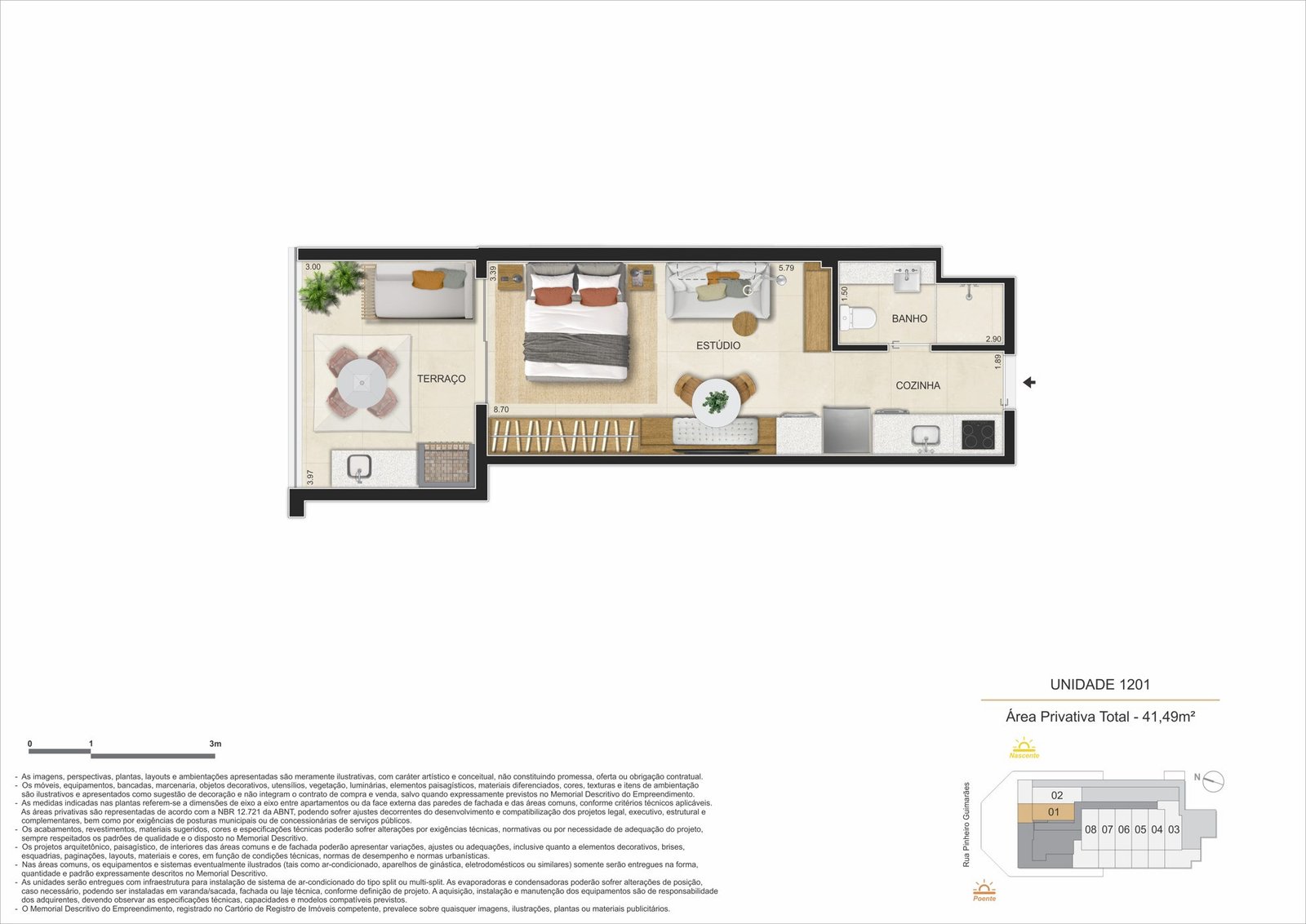 Floor plan of penthouse 1201, Guima Botafogo