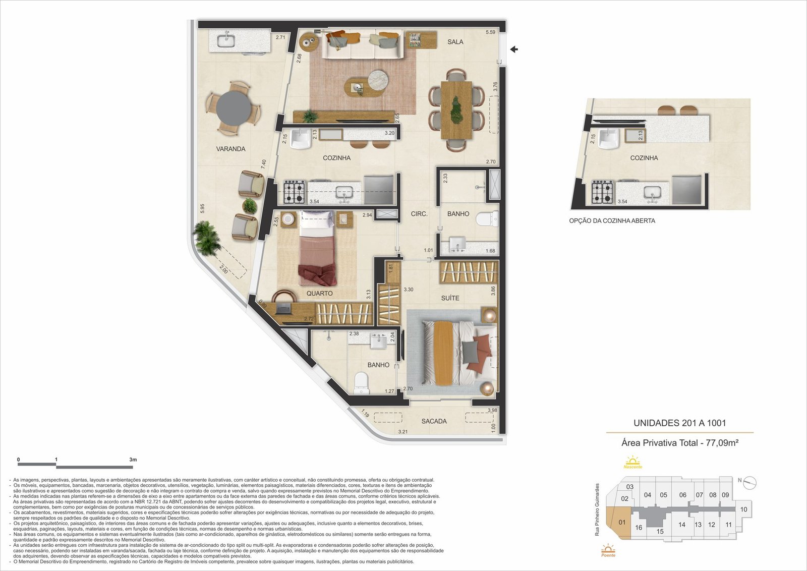 Floor plan of units 201 to 1001, Guima Botafogo