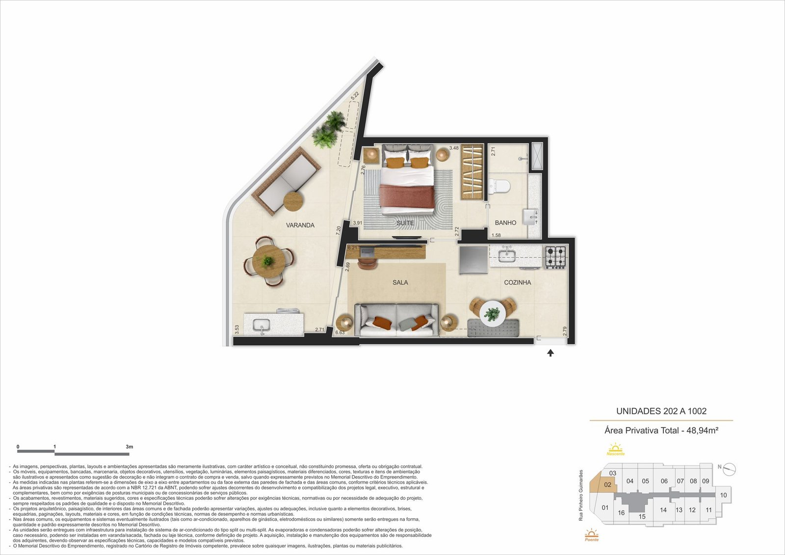 Floor plan of units 202 to 1002, Guima Botafogo