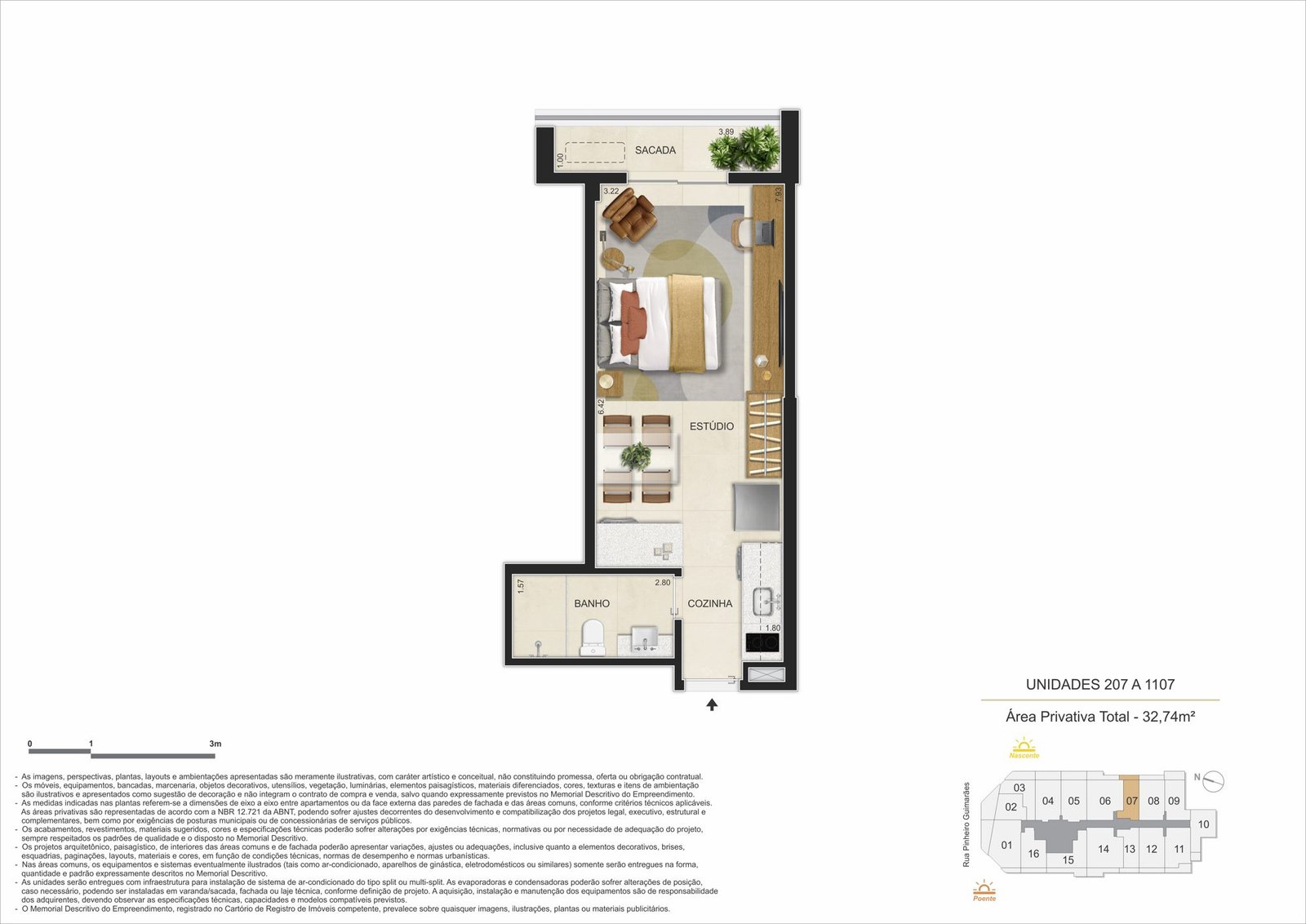 Floor plan of units 207 to 1107, Guima Botafogo