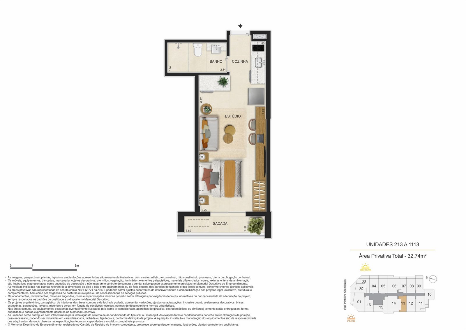 Floor plan of units 213 to 1113, Guima Botafogo