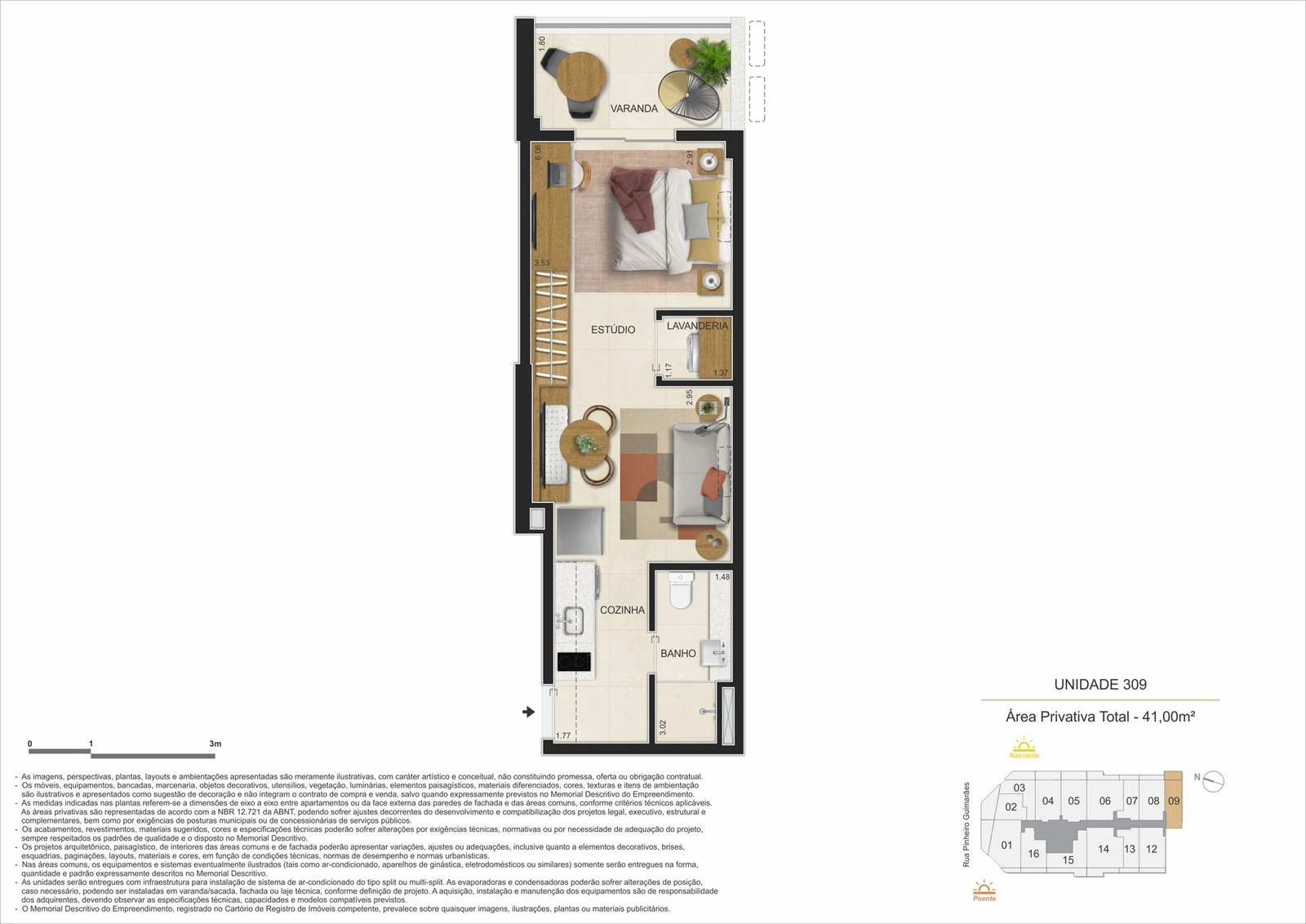 Floor plan of unit 309, Guima Botafogo