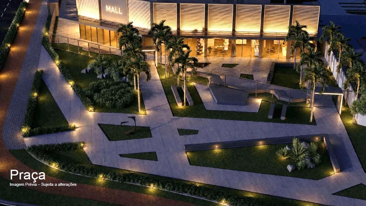 Lit community plaza at Ilha Stay Home Resort