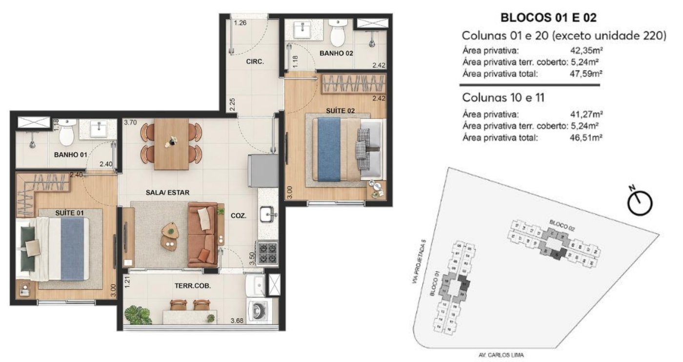 47 m² double suite floor plan at Ilha Stay Home Resort