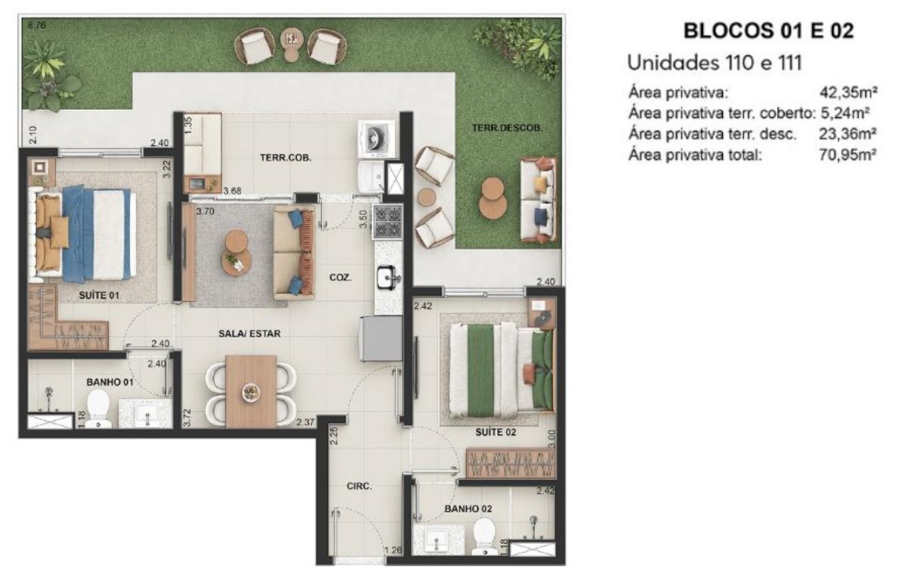 70 m² double-suite garden unit at Ilha Stay Home Resort