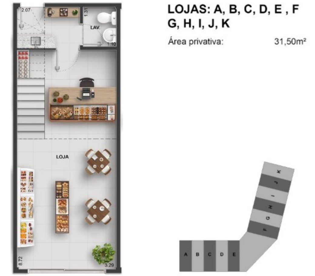 31.5 m² shop floor plan at the Ilha Stay Mall