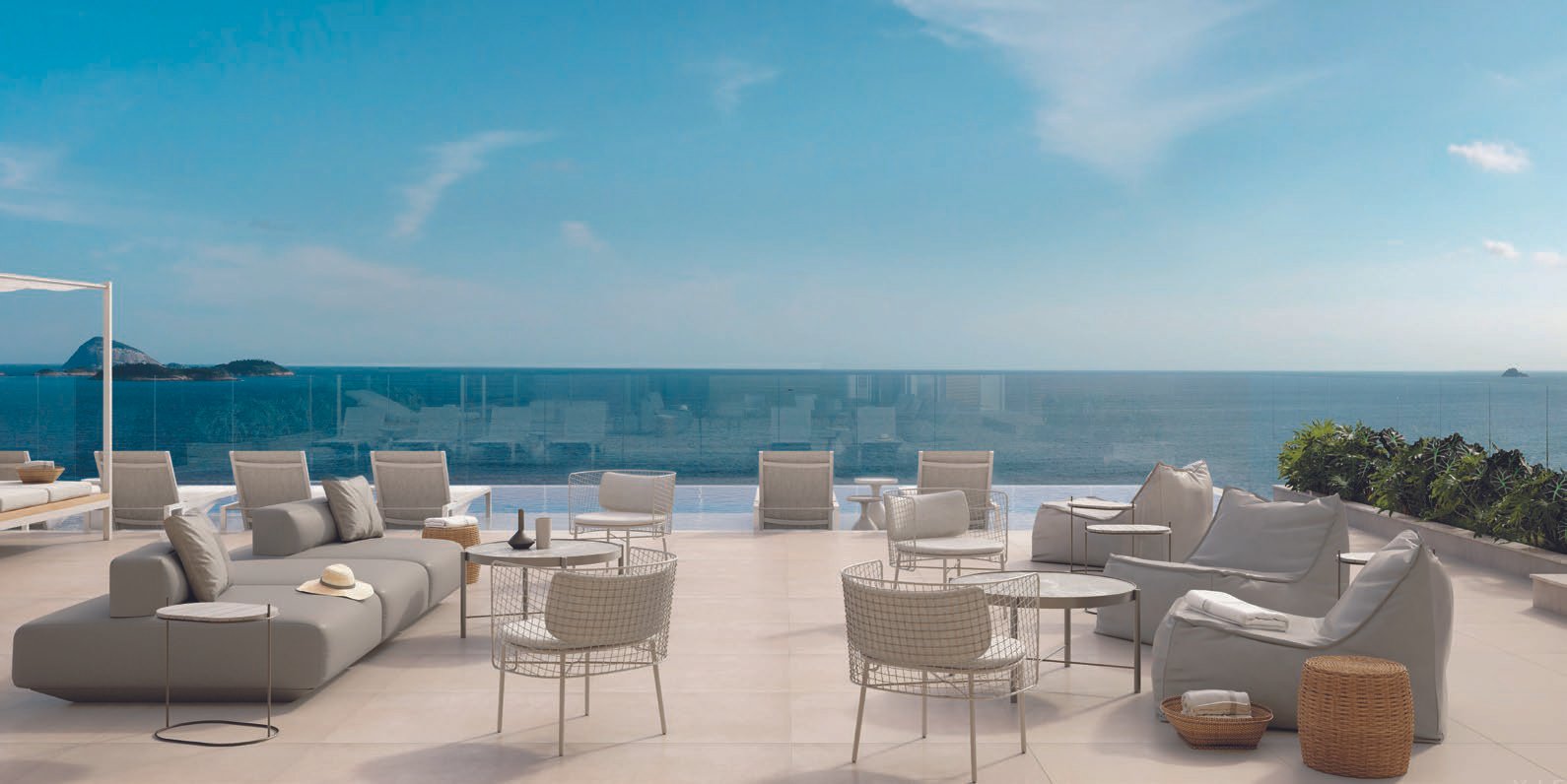 Rooftop do IPA Studios Design com vista para o mar