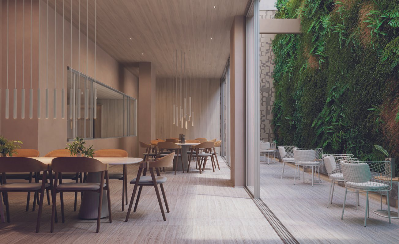 IPA Studios Design gourmet lounge with vertical garden