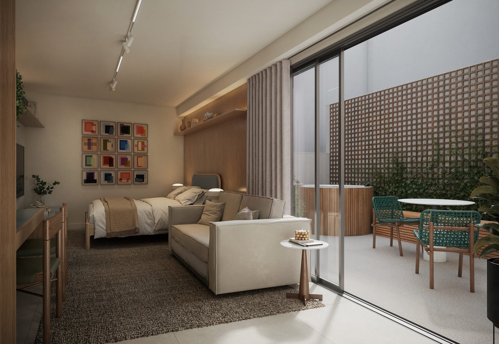 Furnished garden studio 203 at MO.dO Copa Posto 4, with a private terrace