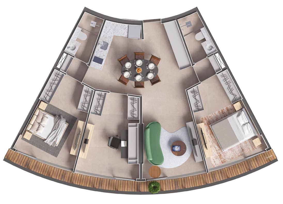 2-bedroom unit with home office floor plan at Niemeyer 360 Residences